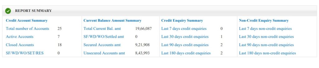 Report Summary section in Experian credit report