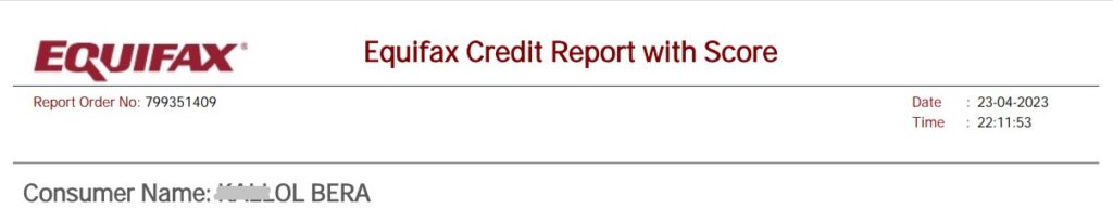 1. Equifax report order number