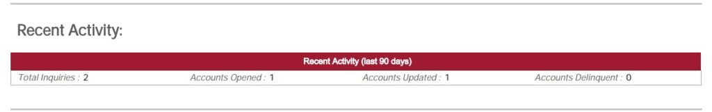 5. Equifax credit report recent activities