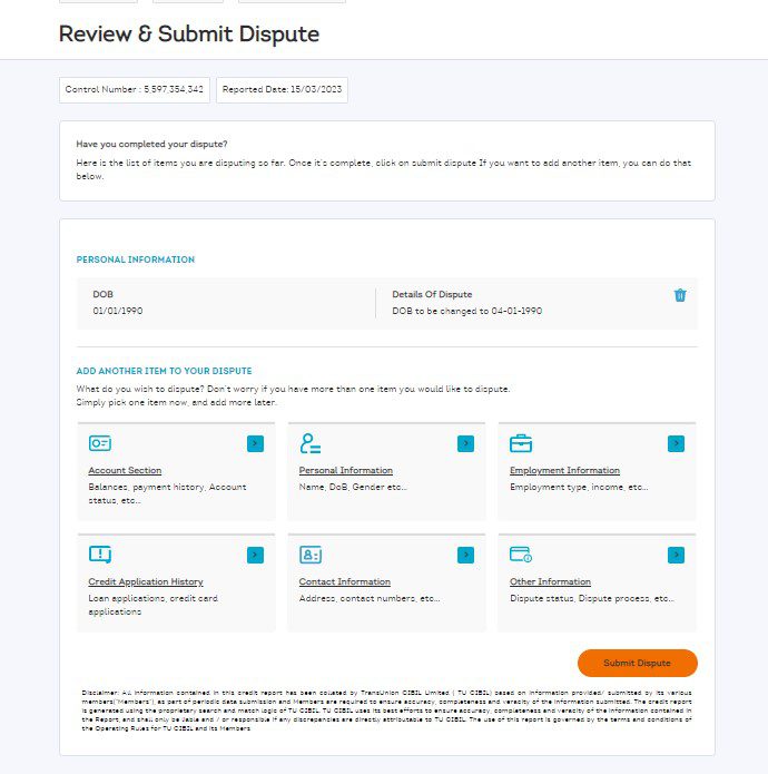 10. TransUnion CIBIL raise more disputes