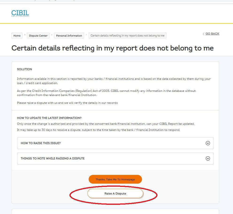 8. TransUnion CIBIL raise a dispute