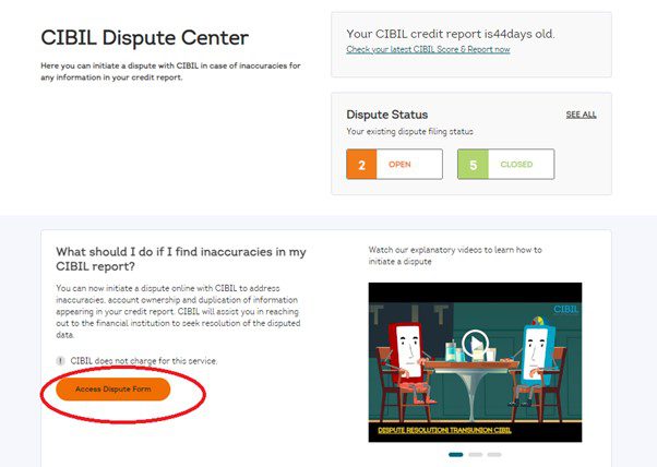 CIBIL DISPUTE Page