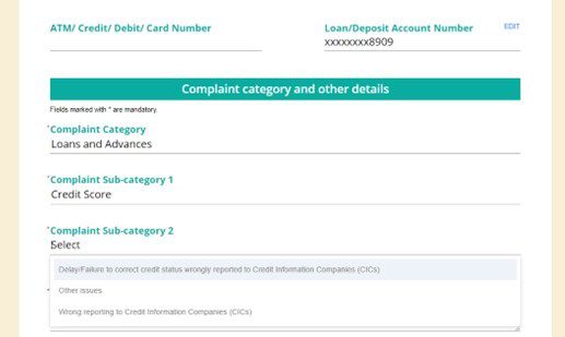 RBI Ombudsman complaint Complaint Catagory