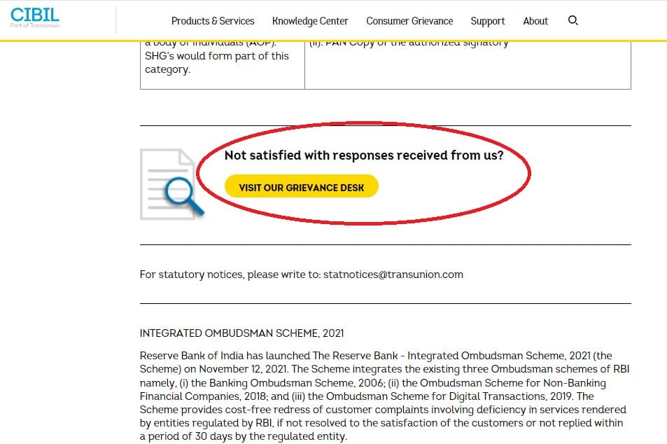 CIBIL Grievance Desk 1