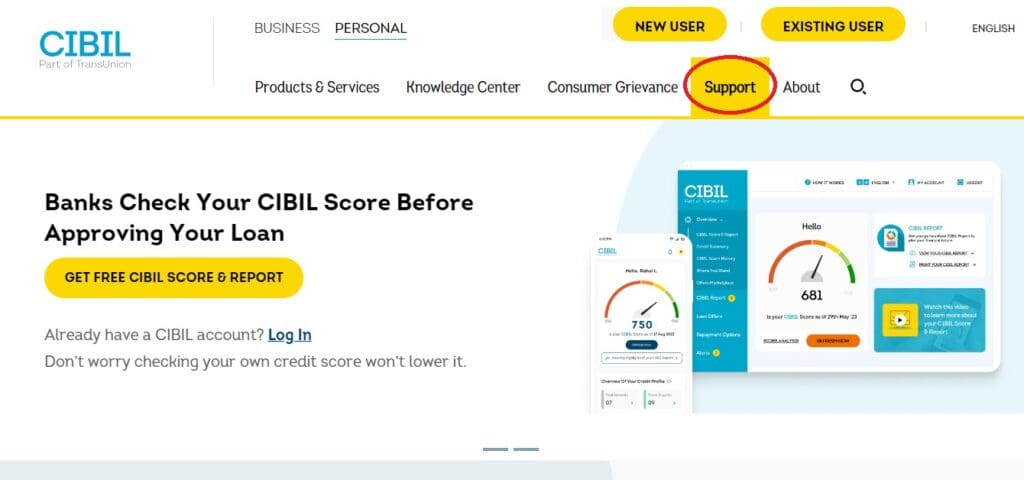 TransUnion CIBIL official website homepage